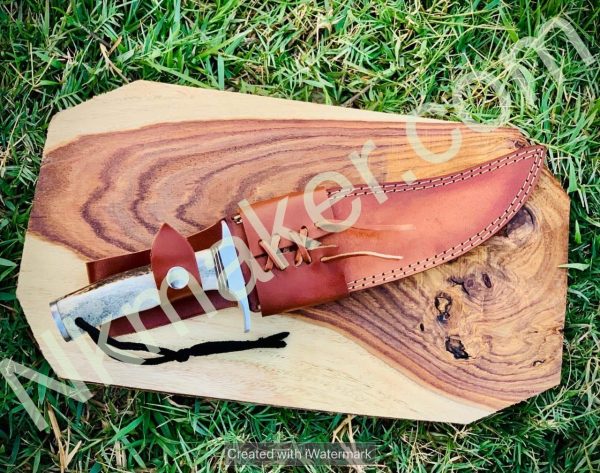 Handmade Damascus Hunting Knife Stag Horn Handle, Anniversary Gift Groomsmen Gift for Dad Gift for Husband Gift for boy - Image 6