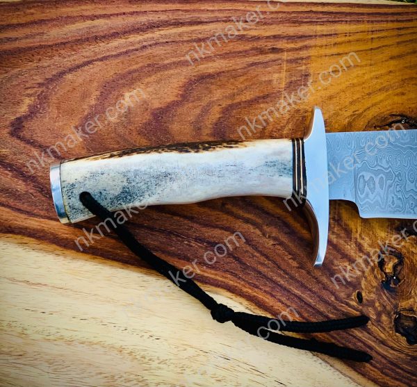 Handmade Damascus Hunting Knife Stag Horn Handle, Anniversary Gift Groomsmen Gift for Dad Gift for Husband Gift for boy - Image 5