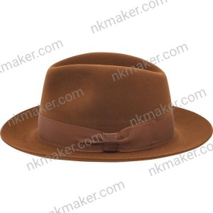 MOSCA Rabbit Felt Fedora Hat Wide Brim Classic Jazz Boho Gangster Mobster Trilby Formal Fashion Water Repellent Elegant Vintage BROWN