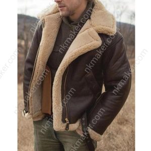 Handmade New B3 Vintage Aviator Western Style Men's Faux Fur Leather Jacket* Sheepskin Shearling Bomber Jacket For Men* Gift For Him