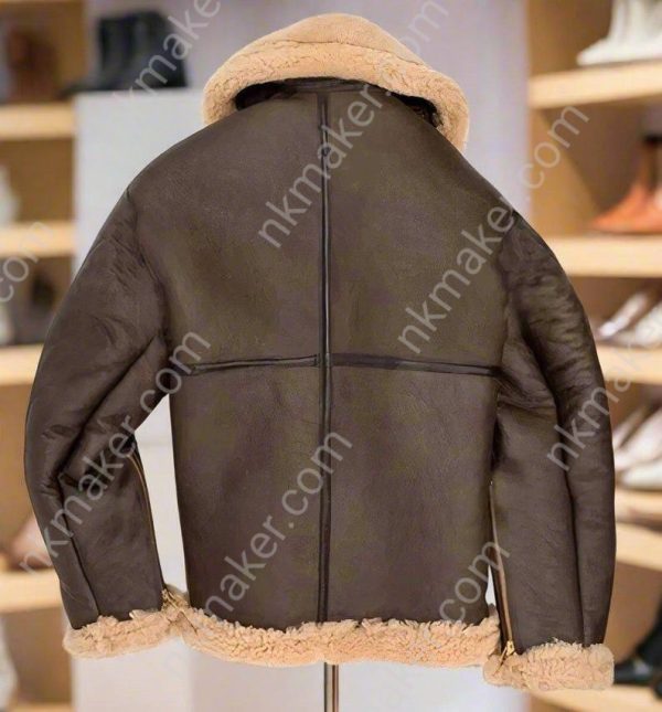 Handmade New B3 Vintage Aviator Western Style Men's Faux Fur Leather Jacket* Sheepskin Shearling Bomber Jacket For Men* Gift For Him - Image 3