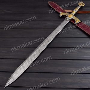 Handmade Damascus Steel Sword Knights Templar Medieval King Arthur Historical Sword