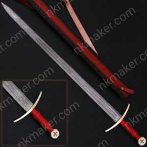 Knights Templar Damascus Steel Medieval Sword - Quest For Fire