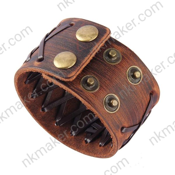 Leather Cuff Bracelet - Image 3
