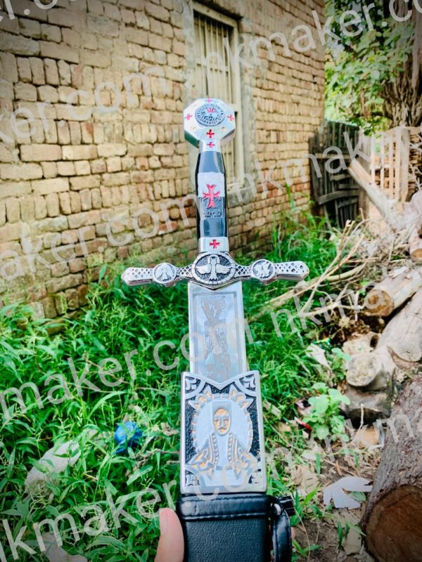 Medieval Crusader Dagger Knights Templar Dagger with scabbard. Ornate Crusader Sword-Dagger. - Image 2