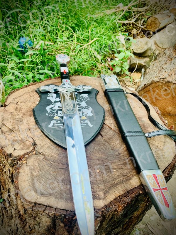 Medieval Crusader Dagger Knights Templar Dagger with scabbard. Ornate Crusader Sword-Dagger. - Image 3