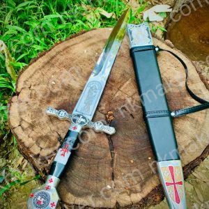 Medieval Crusader Dagger Knights Templar Dagger with scabbard. Ornate Crusader Sword-Dagger.