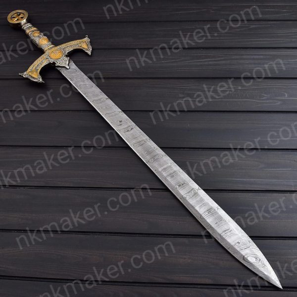 THE TEMPLAR 02 — Custom Handmade | Damascus Steel | Knights Templar Sword | Medieval Crusader Replica with Leather Sheath | Gift For Him. More details PM? - Image 2