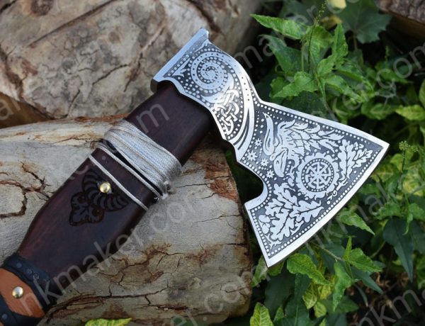 Handmade Viking Axe | Custom Gift for Him | Engraved Wood Handle | Hand-Forged Steel Axe | Anniversary Thanksgiving Gift Boyfriend Men Gift. - Image 2