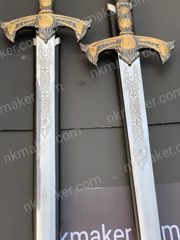 Handmade Templar Knight Sword, Wedding Sword, Holy Damascus Long Sword, Ornate Damascus Steel Sword, Medieval Sword, Christmas Gift for Him. More details PM? - Image 6