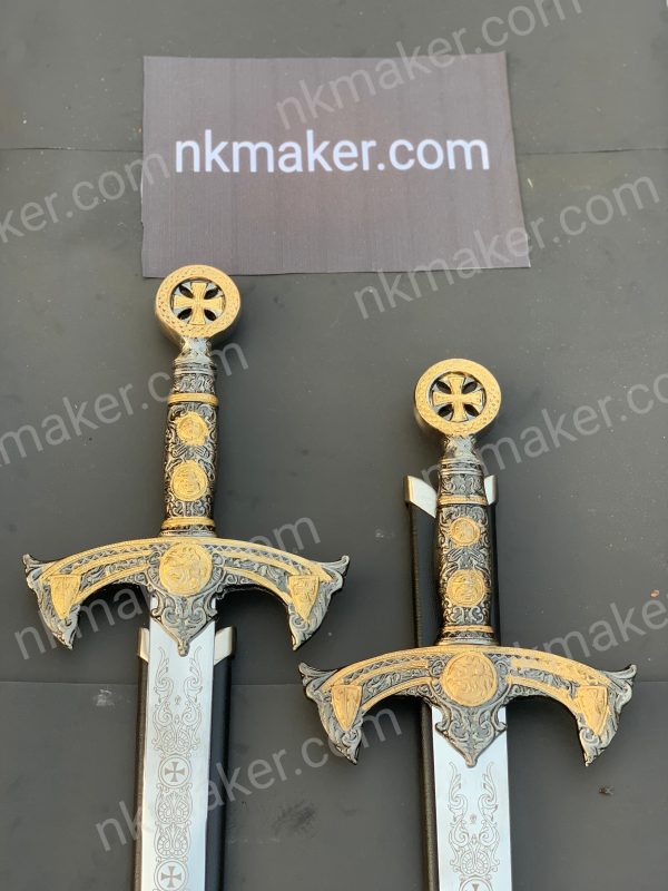 Handmade Templar Knight Sword, Wedding Sword, Holy Damascus Long Sword, Ornate Damascus Steel Sword, Medieval Sword, Christmas Gift for Him. More details PM? - Image 7