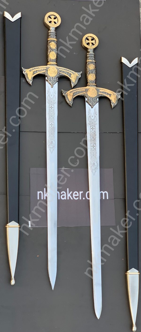 Handmade Templar Knight Sword, Wedding Sword, Holy Damascus Long Sword, Ornate Damascus Steel Sword, Medieval Sword, Christmas Gift for Him. More details PM? - Image 2
