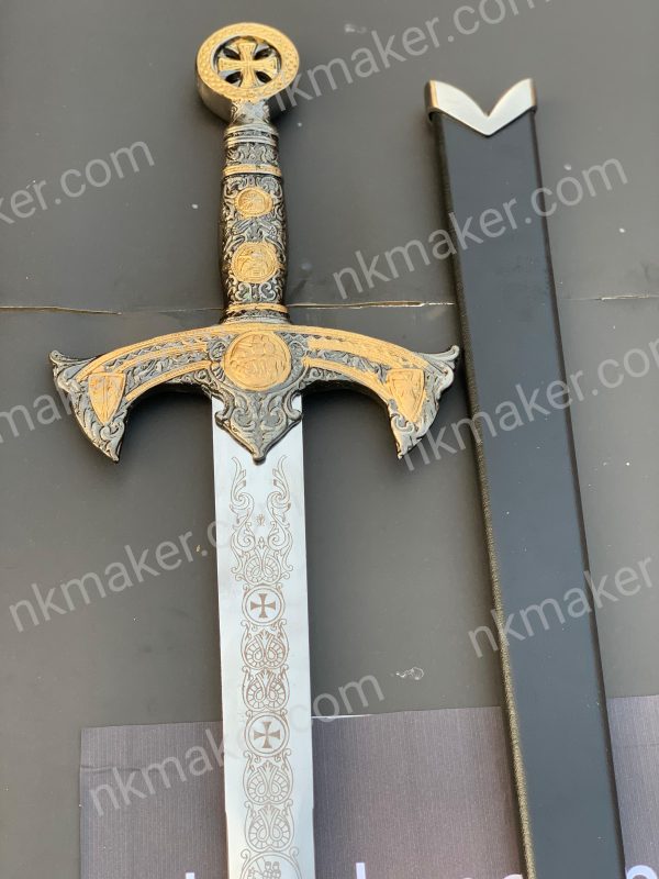 Handmade Templar Knight Sword, Wedding Sword, Holy Damascus Long Sword, Ornate Damascus Steel Sword, Medieval Sword, Christmas Gift for Him. More details PM? - Image 3