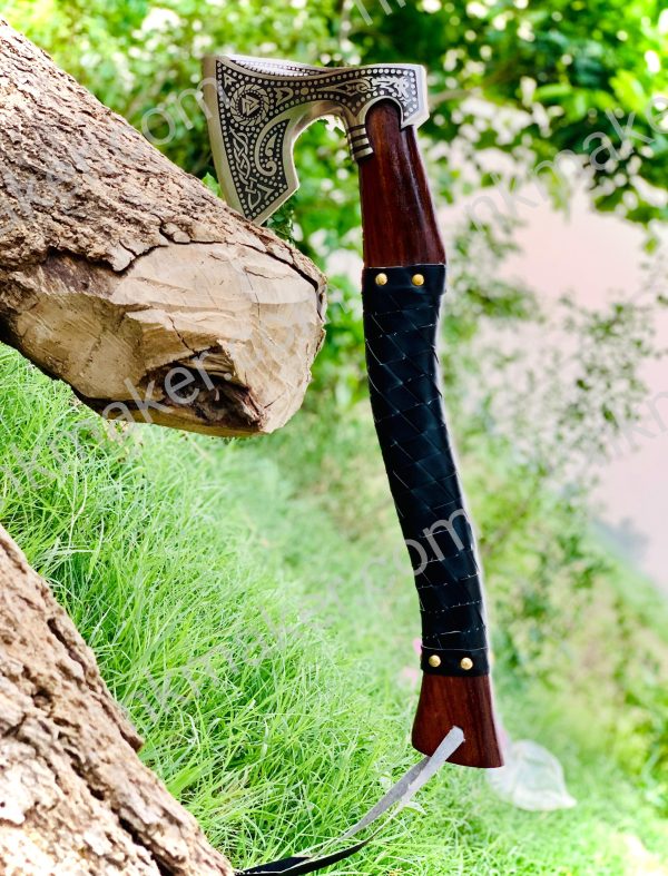 Viking Axe High carbon steel |Beautiful custom handmade viking forged axe, Groomsmen gift , Birthday, Tomahawk , Gift for him. More details PM? - Image 7