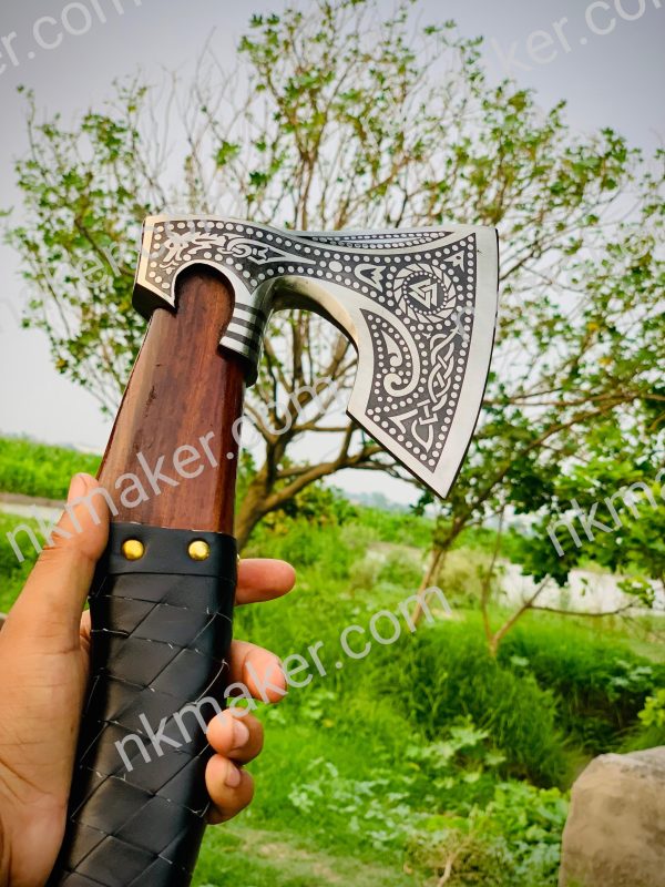 Viking Axe High carbon steel |Beautiful custom handmade viking forged axe, Groomsmen gift , Birthday, Tomahawk , Gift for him. More details PM? - Image 6