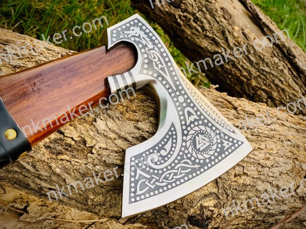 Viking Axe High carbon steel |Beautiful custom handmade viking forged axe, Groomsmen gift , Birthday, Tomahawk , Gift for him. More details PM? - Image 5