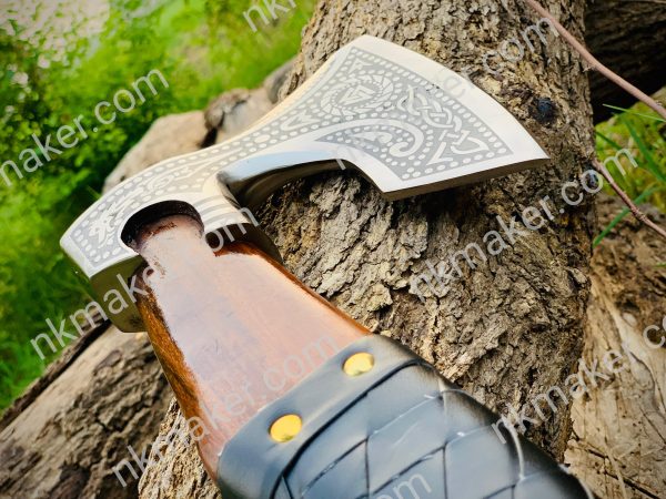 Viking Axe High carbon steel |Beautiful custom handmade viking forged axe, Groomsmen gift , Birthday, Tomahawk , Gift for him. More details PM? - Image 4