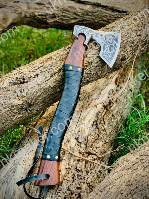 Viking Axe High carbon steel |Beautiful custom handmade viking forged axe, Groomsmen gift , Birthday, Tomahawk , Gift for him. More details PM? - Image 2
