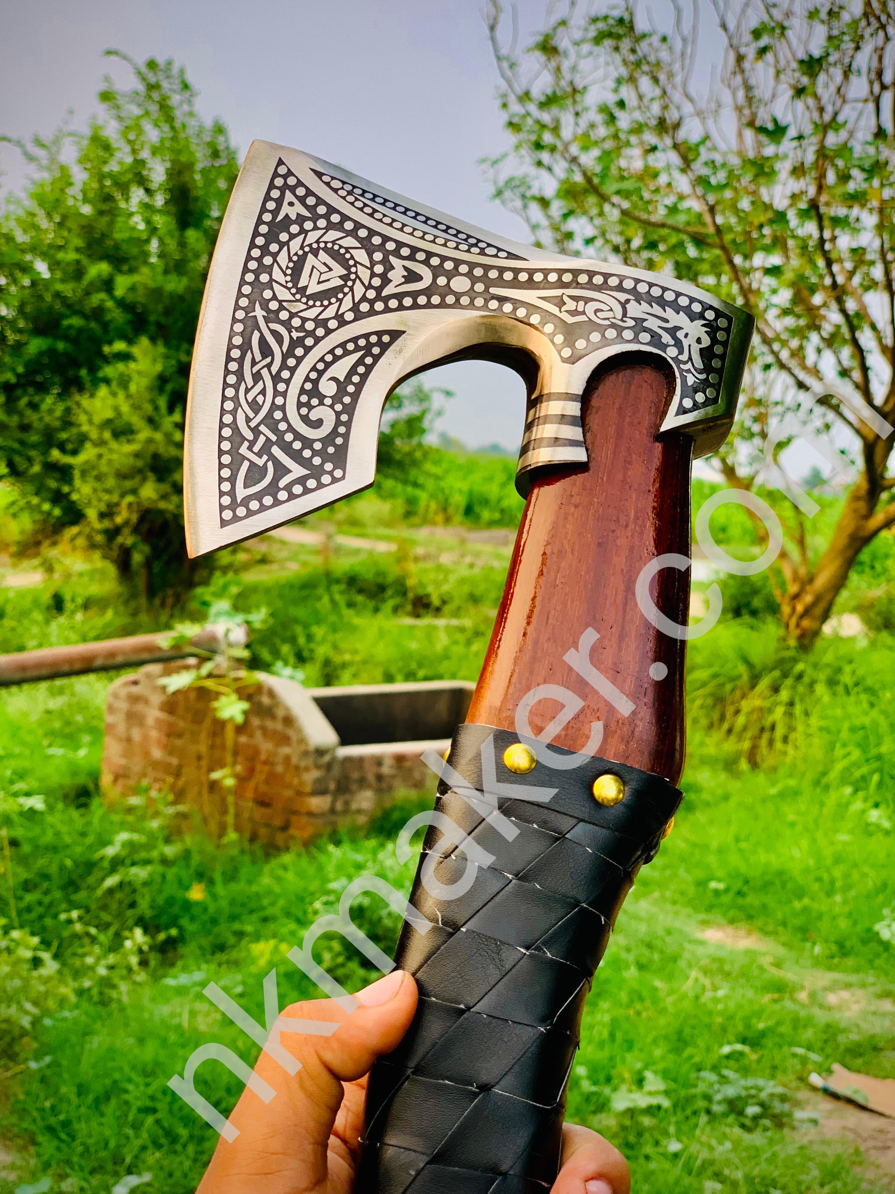 Viking Axe High carbon steel |Beautiful custom handmade viking forged axe, Groomsmen gift , Birthday, Tomahawk , Gift for him. More details PM?
