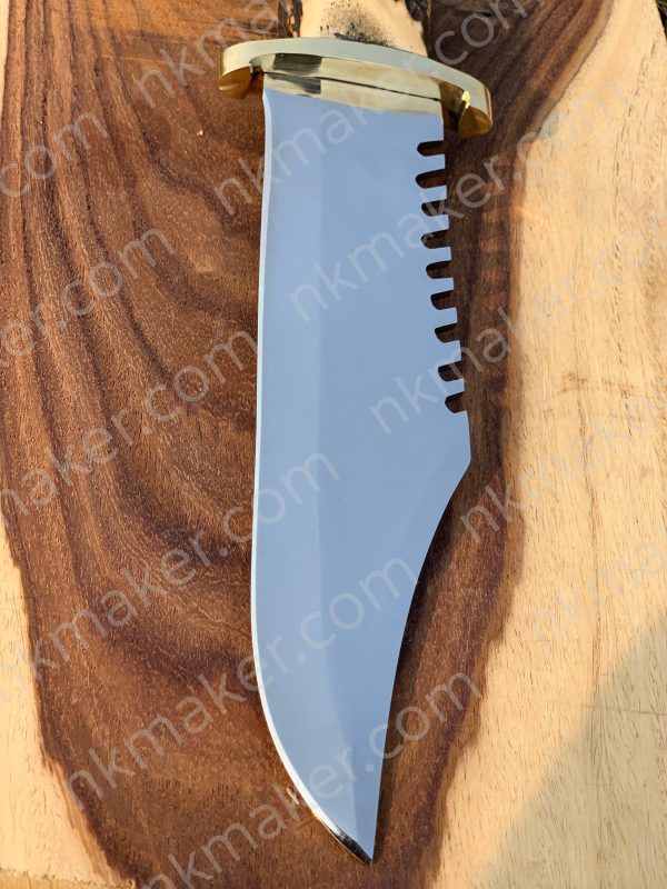 Premium Stag Antler Handle Bowie Knife | Large Survival Saw-Back Fixed Blade w/ Leather Sheath.  More Details PM? - Image 8