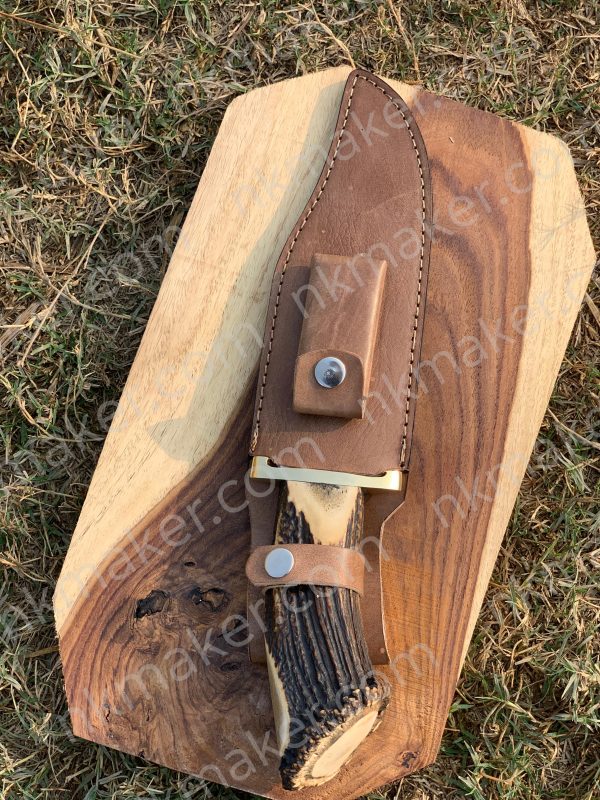 Premium Stag Antler Handle Bowie Knife | Large Survival Saw-Back Fixed Blade w/ Leather Sheath.  More Details PM? - Image 13