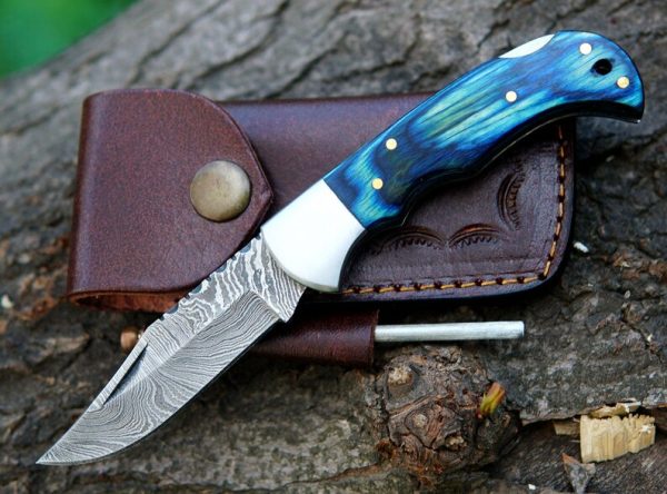 Handmade Damascus Pocket Knife Rose Wood Handle Birthday Gift Folding Knife Groomsmen Gift 1st Anniversary Wedding Personalized Gift for Dad. More details PM? - Image 7