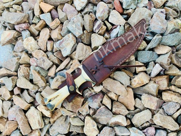 Custom Handmade Damascus Steel Hunting Bowie Knife, Handel With Camel bone, Personalized Gift For Him, Wedding Gift, Christmas Gift For Him.  More details PM? - Image 7