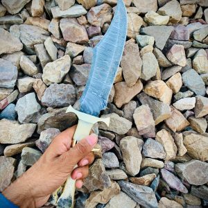 Custom Handmade Damascus Steel Hunting Bowie Knife, Handel With Camel bone, Personalized Gift For Him, Wedding Gift, Christmas Gift For Him.  More details PM?