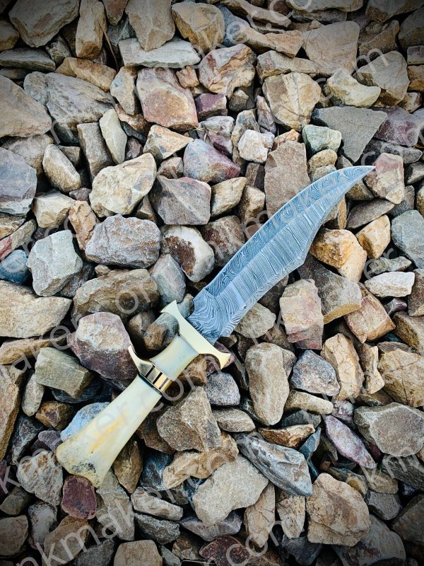 Custom Handmade Damascus Steel Hunting Bowie Knife, Handel With Camel bone, Personalized Gift For Him, Wedding Gift, Christmas Gift For Him.  More details PM? - Image 4