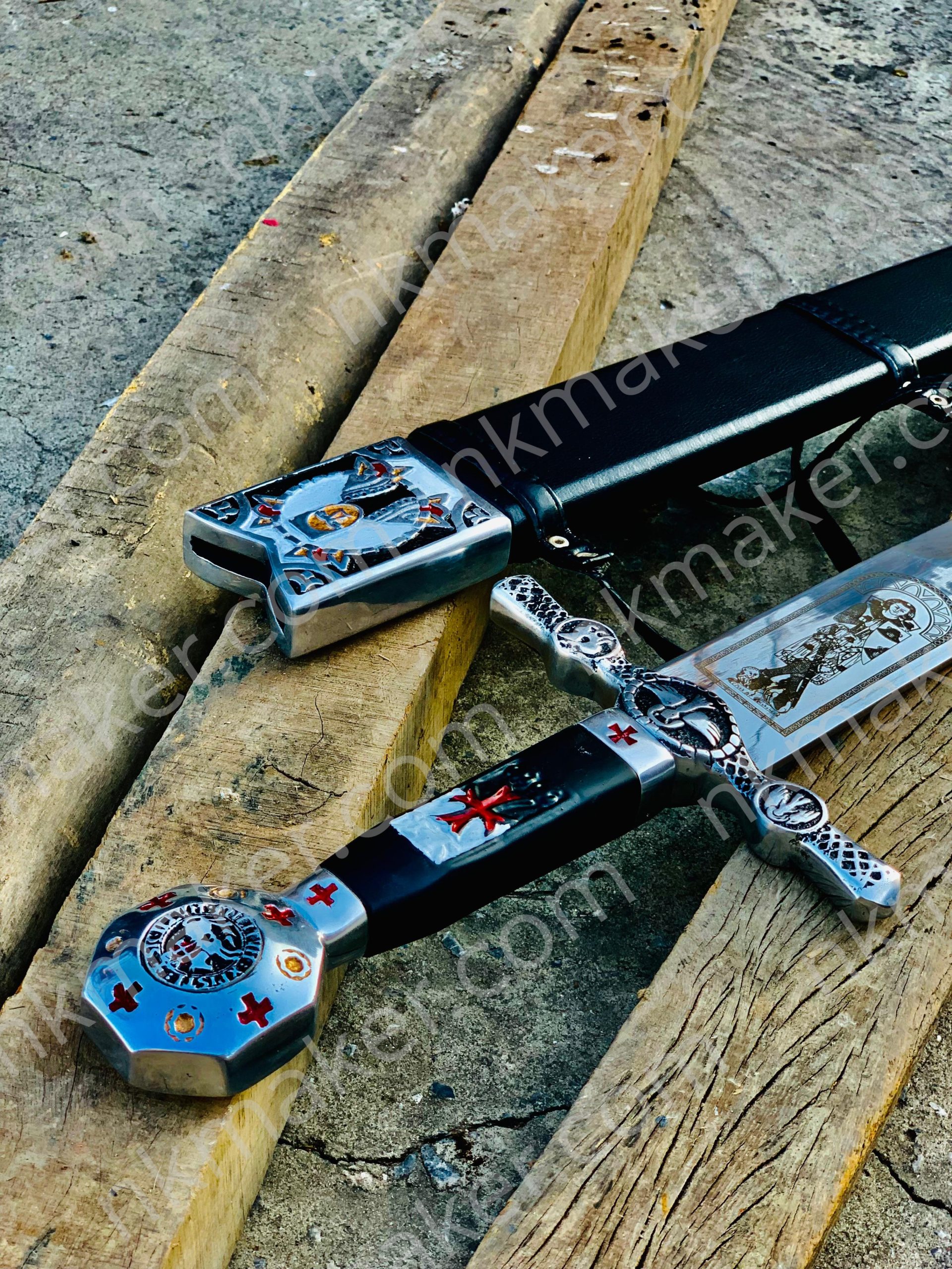 Medieval Crusader Dagger Knights Templar Dagger with scabbard. Ornate Crusader Sword-Dagger. More details PM? - Image 8