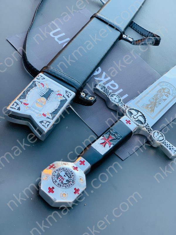 Medieval Crusader Dagger Knights Templar Dagger with scabbard. Ornate Crusader Sword-Dagger. More details PM? - Image 6