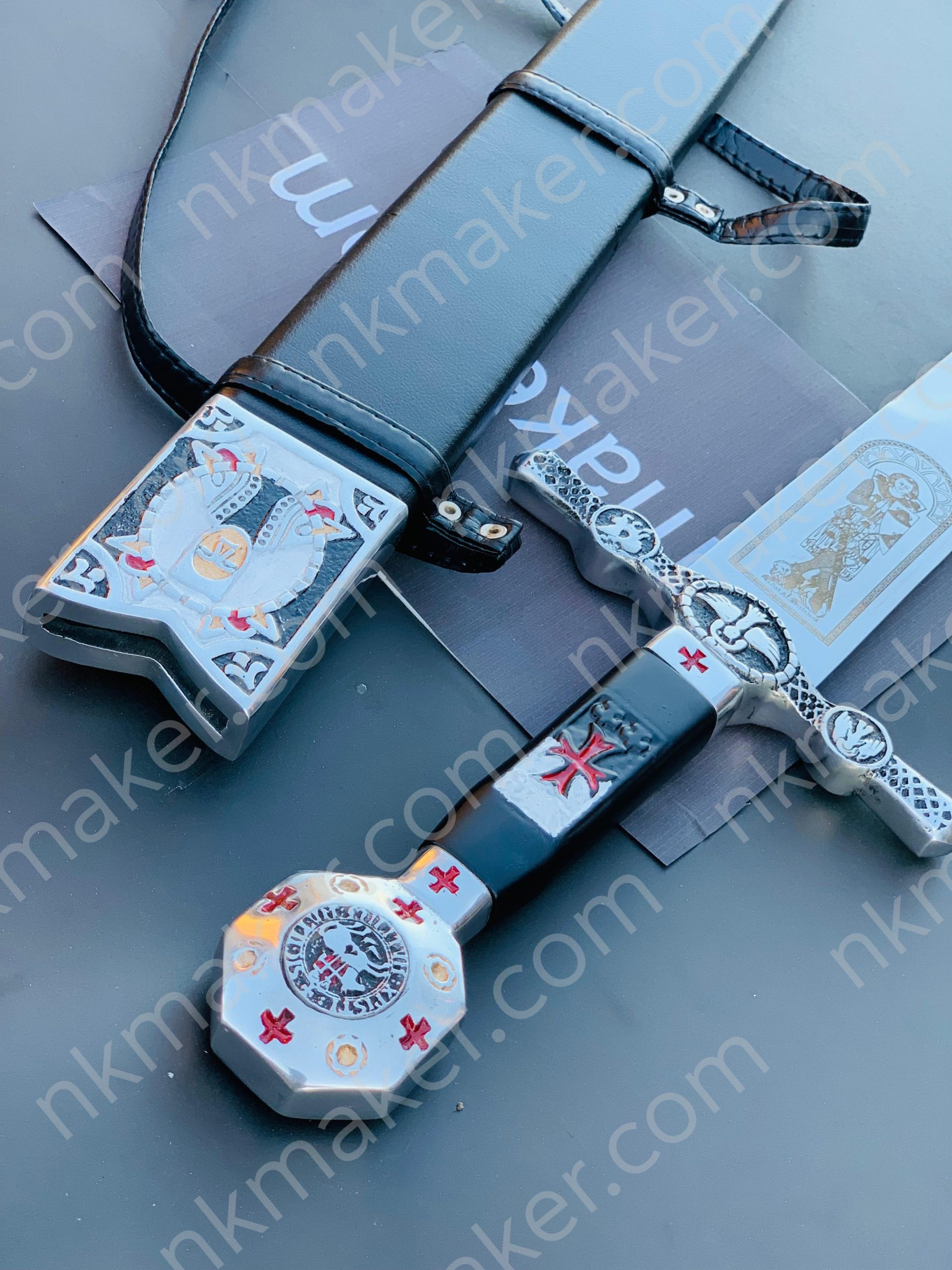Medieval Crusader Dagger Knights Templar Dagger with scabbard. Ornate Crusader Sword-Dagger. More details PM? - Image 6
