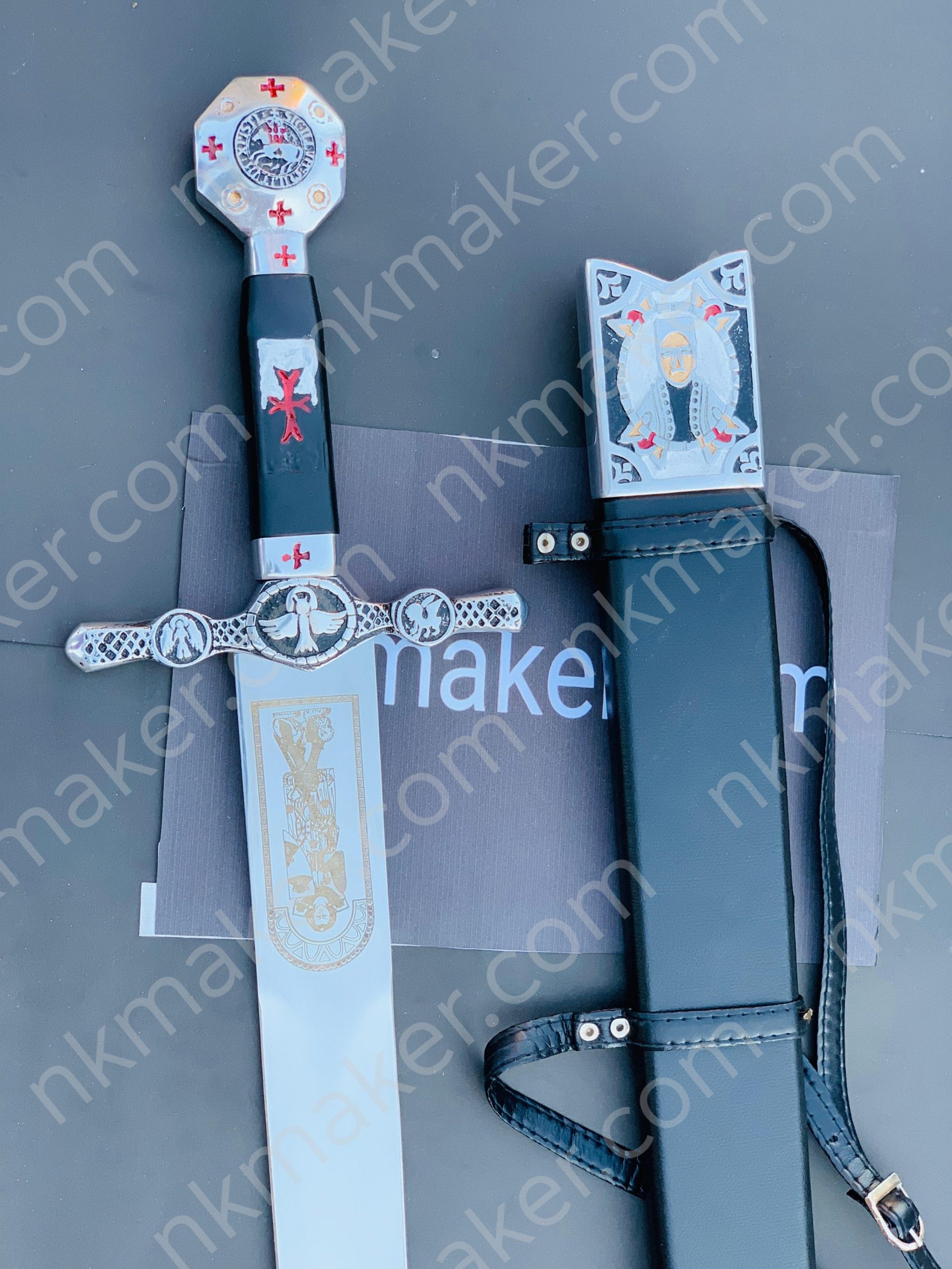 Medieval Crusader Dagger Knights Templar Dagger with scabbard. Ornate Crusader Sword-Dagger. More details PM? - Image 4