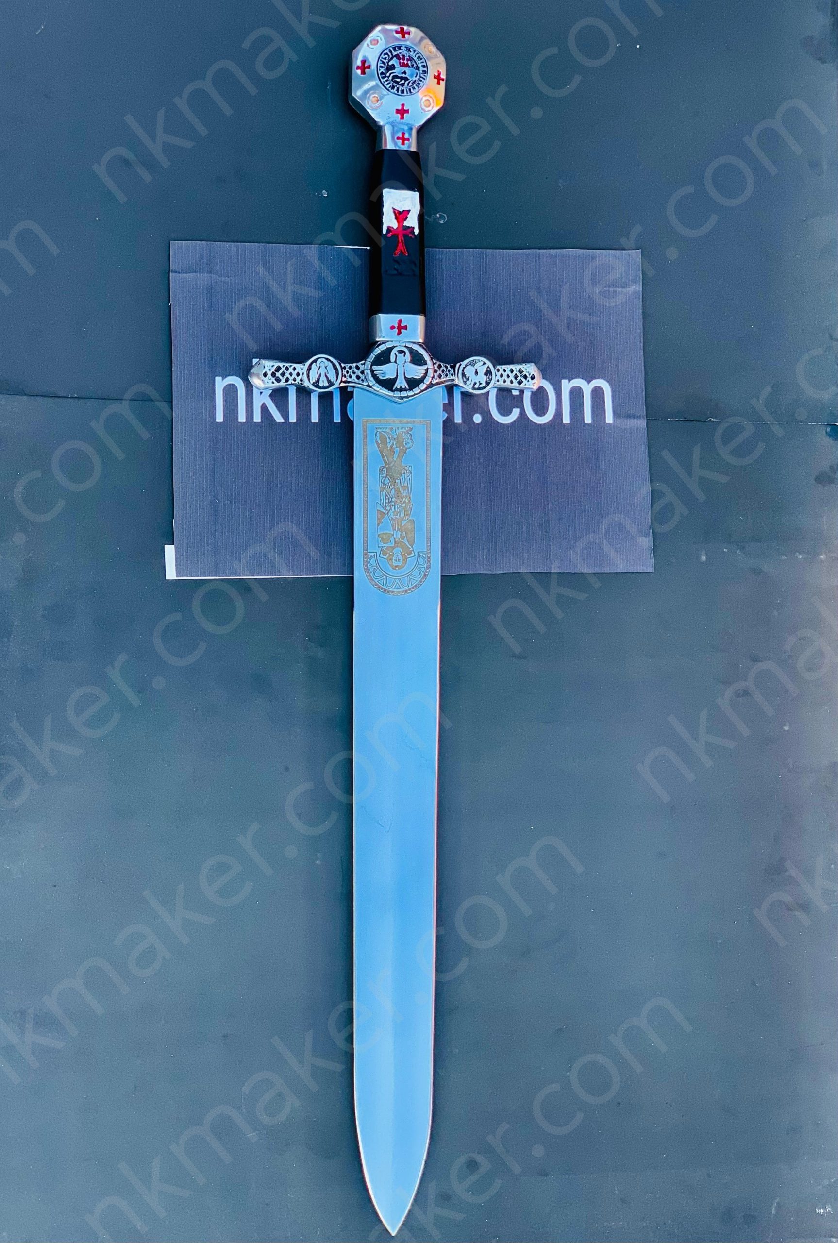 Medieval Crusader Dagger Knights Templar Dagger with scabbard. Ornate Crusader Sword-Dagger. More details PM? - Image 5