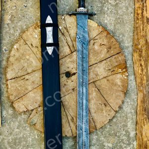 Handmade Damascus Steel Double Edge Viking Sword, Battle Ready Sword With Sheath.  More details PM?