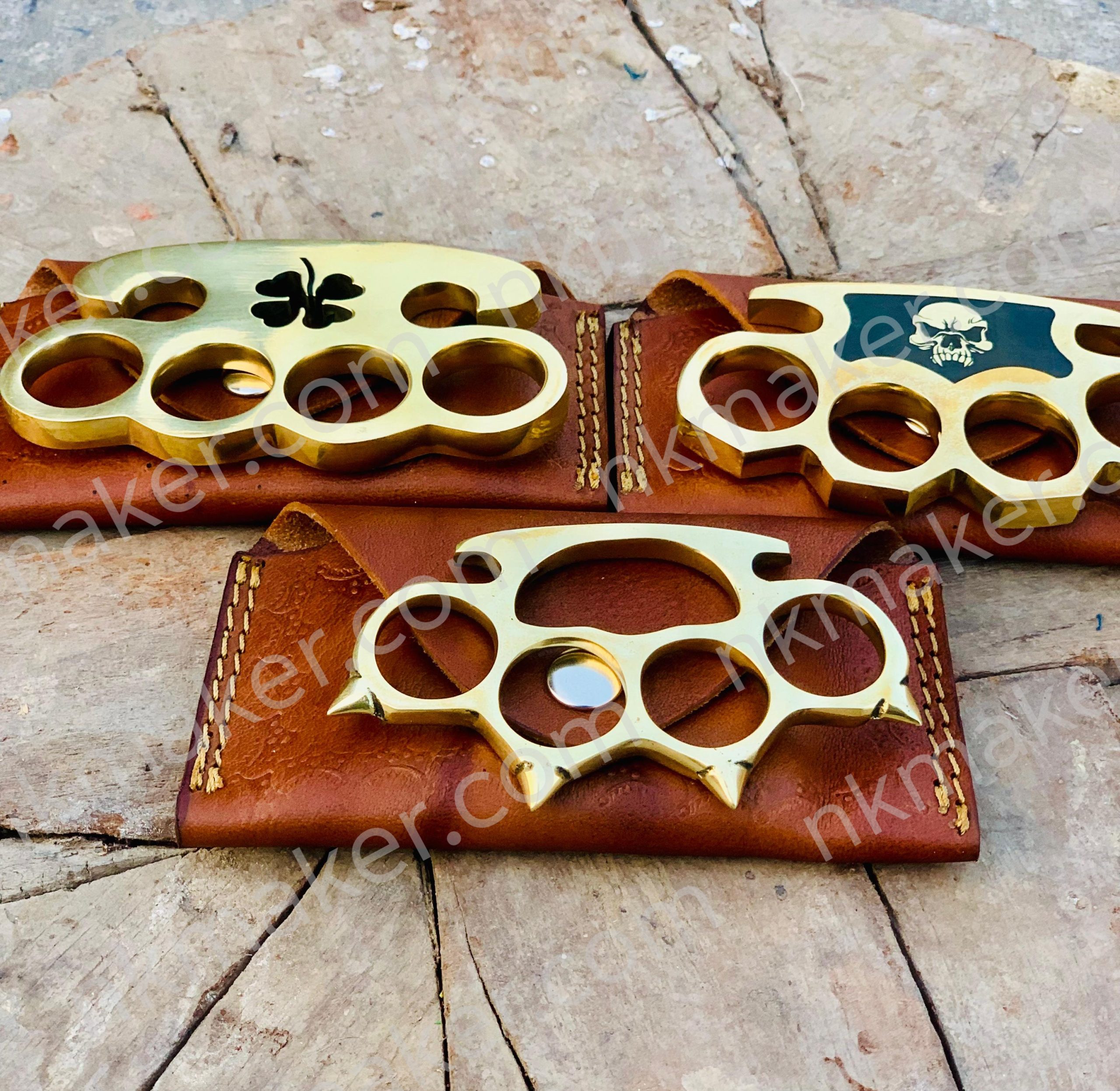 Premium Brass Knuckle Style Metal Collectible with Leather Case | Heavyweight Paperweight Accessory? More details PM? - Image 5