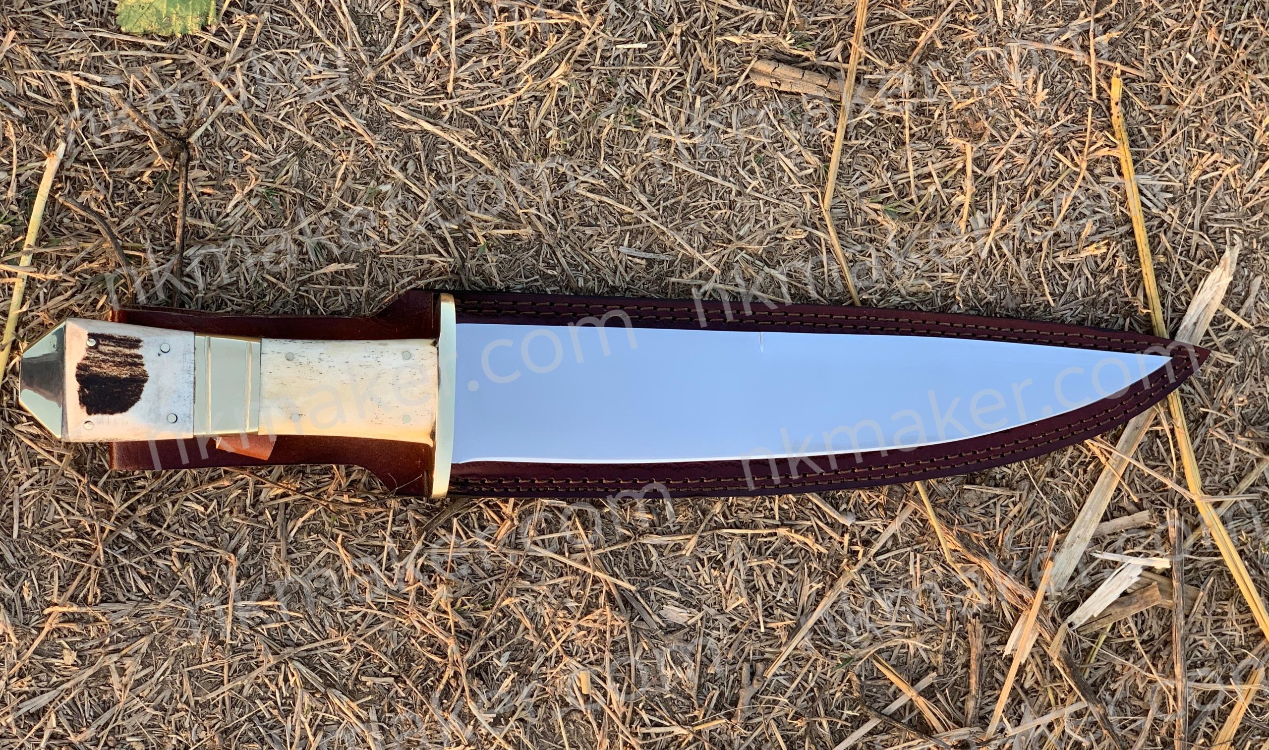 Handcrafted Custom Bowie Knife with Bone Handle & Premium Leather Sheath. More details PM? - Image 3