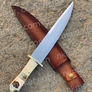 Handcrafted Custom Bowie Knife with Bone Handle & Premium Leather Sheath.  More details PM?