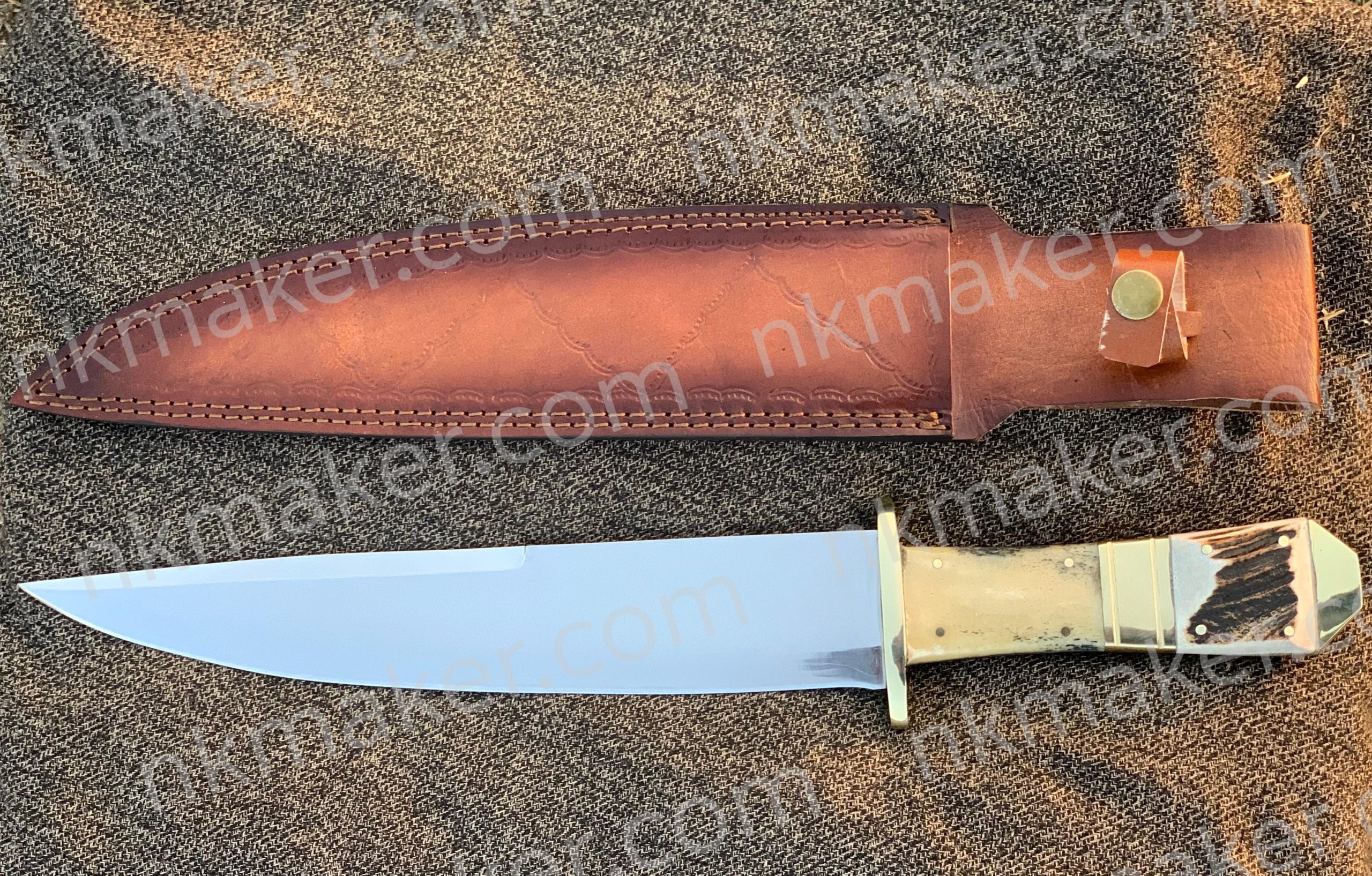 Handcrafted Custom Bowie Knife with Bone Handle & Premium Leather Sheath. More details PM? - Image 4