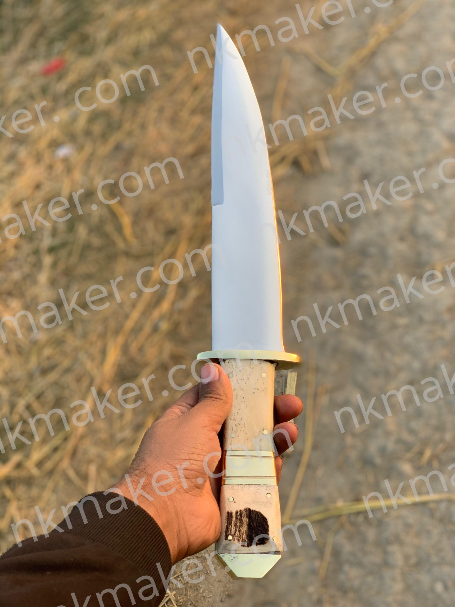 Handcrafted Custom Bowie Knife with Bone Handle & Premium Leather Sheath. More details PM? - Image 10