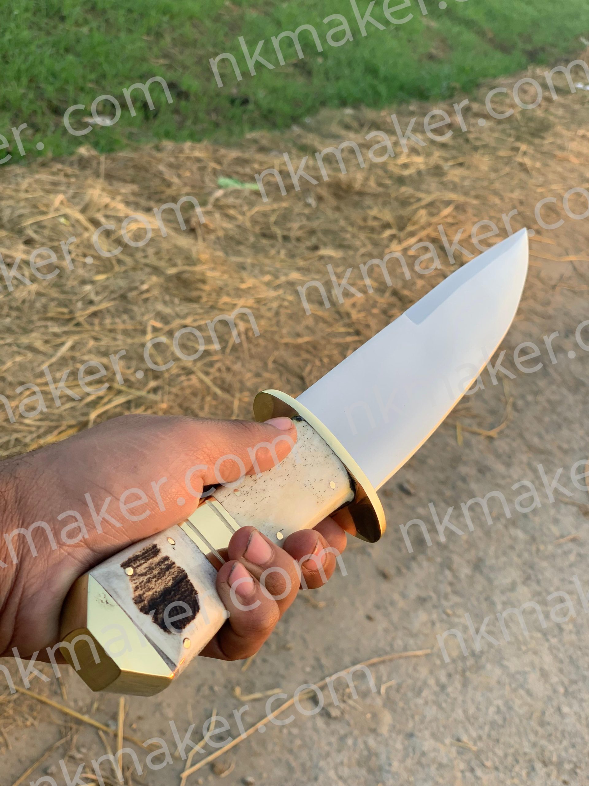 Handcrafted Custom Bowie Knife with Bone Handle & Premium Leather Sheath. More details PM? - Image 9