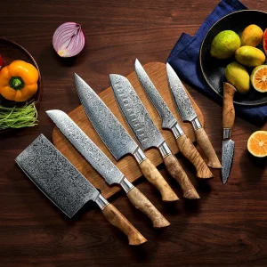 Damascus Kitchen Knife Set