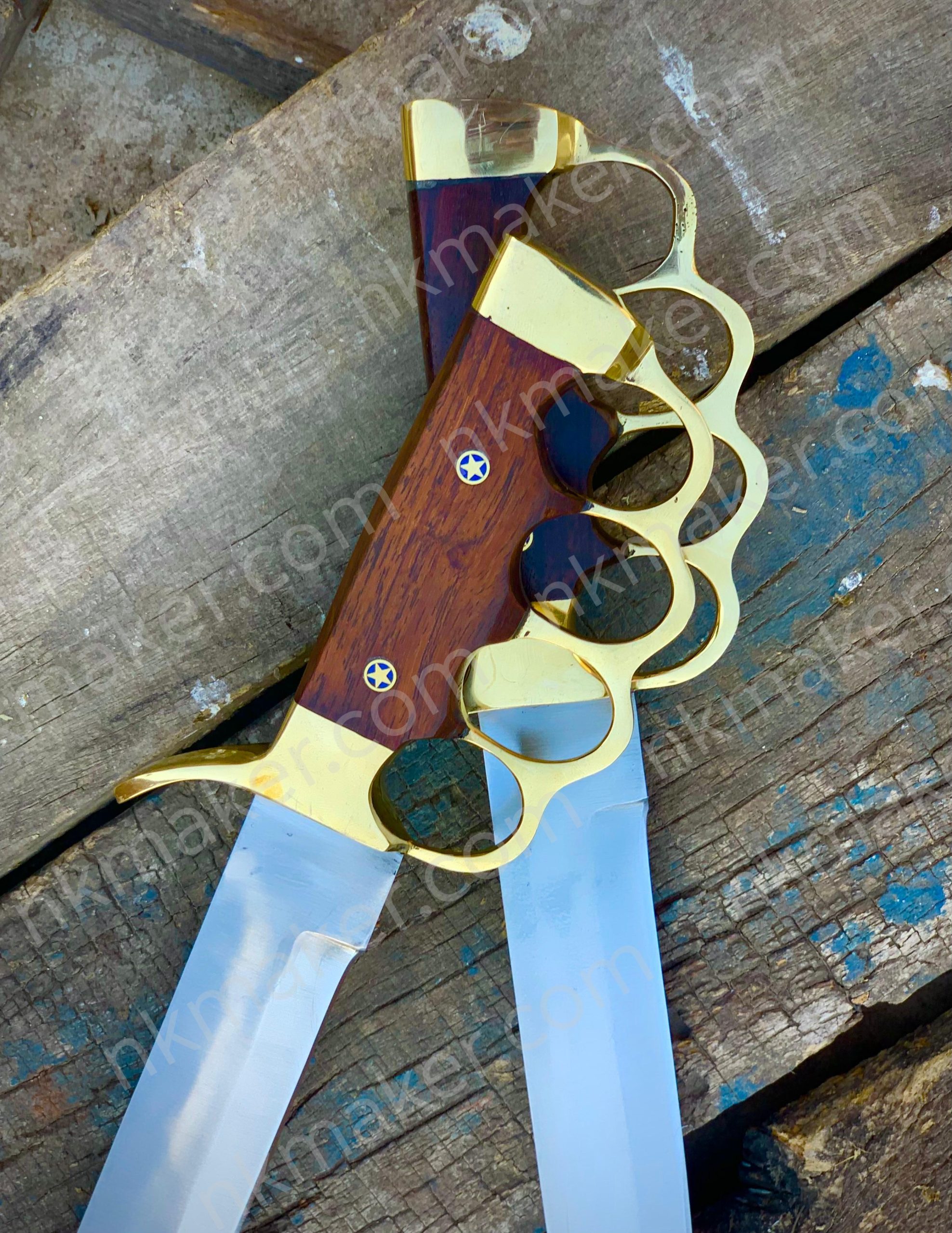 Premium Brass Knuckle Bowie Knife with Leather Sheath – Handmade Hunting & Survival Knife - Image 11