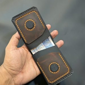 Handmade Dark Brown Magnetic Leather Wallet
